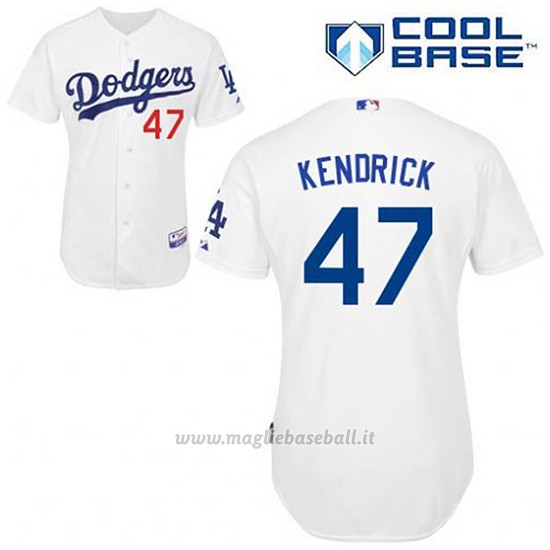 Maglia Baseball Uomo Los Angeles Dodgers Howie Kendrick 47 Bianco 1ªCool Base